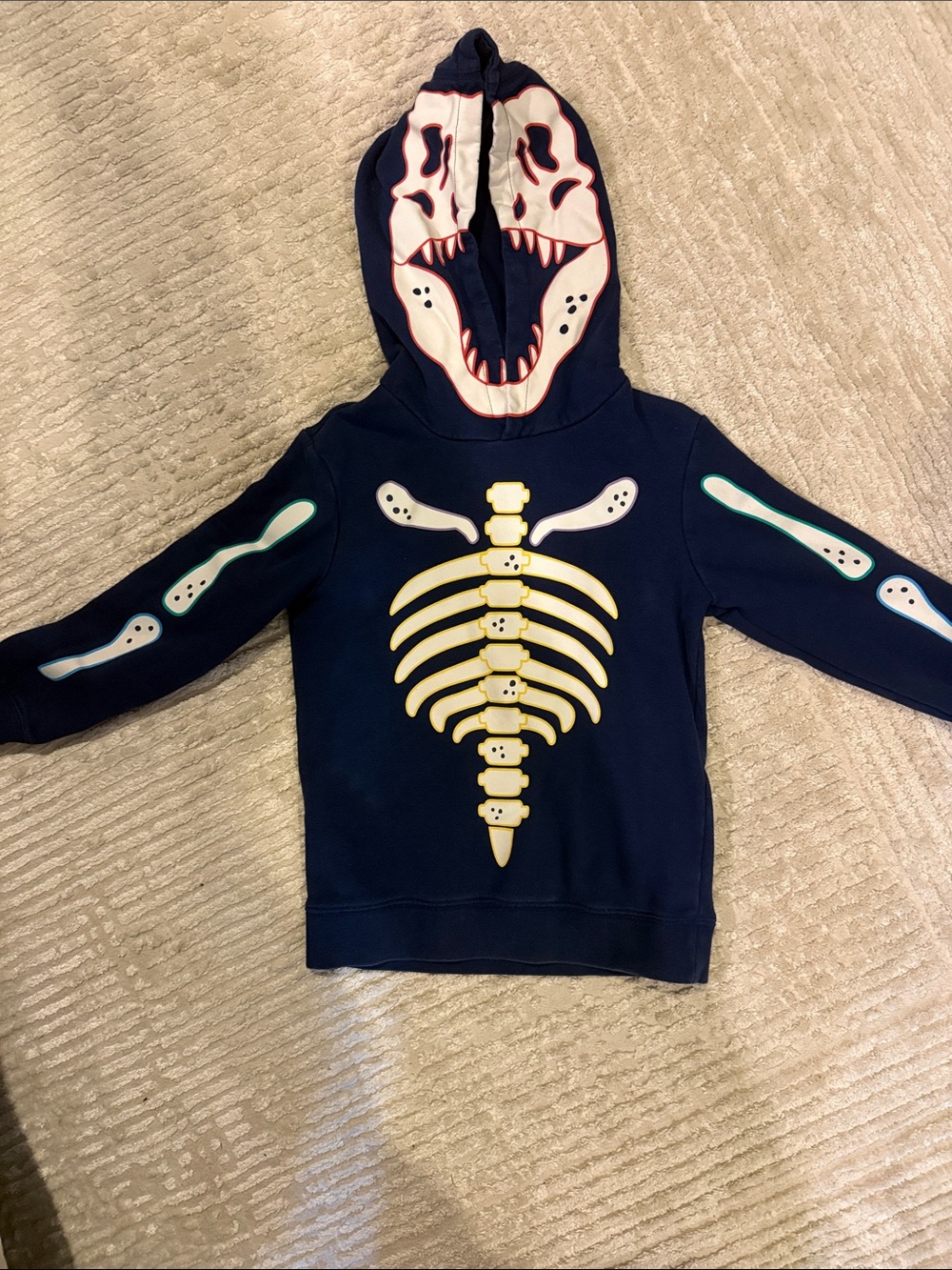 Boden Glow in the Dark Dino Skeleton Hoodie